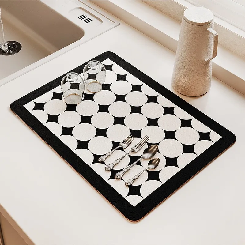 

Checkerboard Pattern Diatomite Placemat Super Absorbent Quick-Dry Stain-Resistant Easy-to-Clean for Kitchen Dining