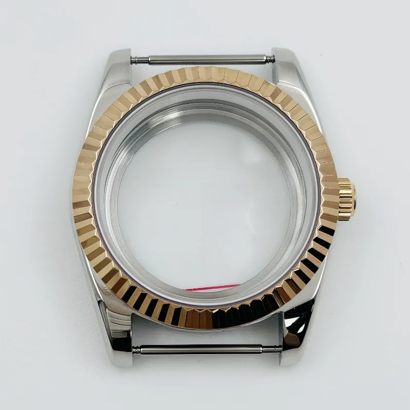 Log Room Case 36/39MM Dog Teeth Ring Oyster Round Edge Watch Case Sapphire Glass for NH35 Movement