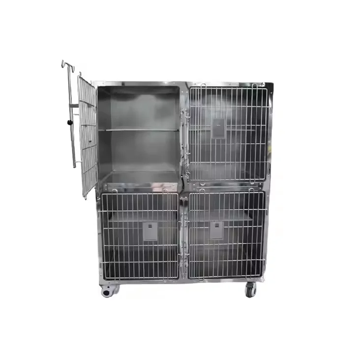 

Pet Clinic Veterinary Movable 304 Stainless Steel 4 Rooms Cat Dog Infusion Cage Pet Infusion Ward