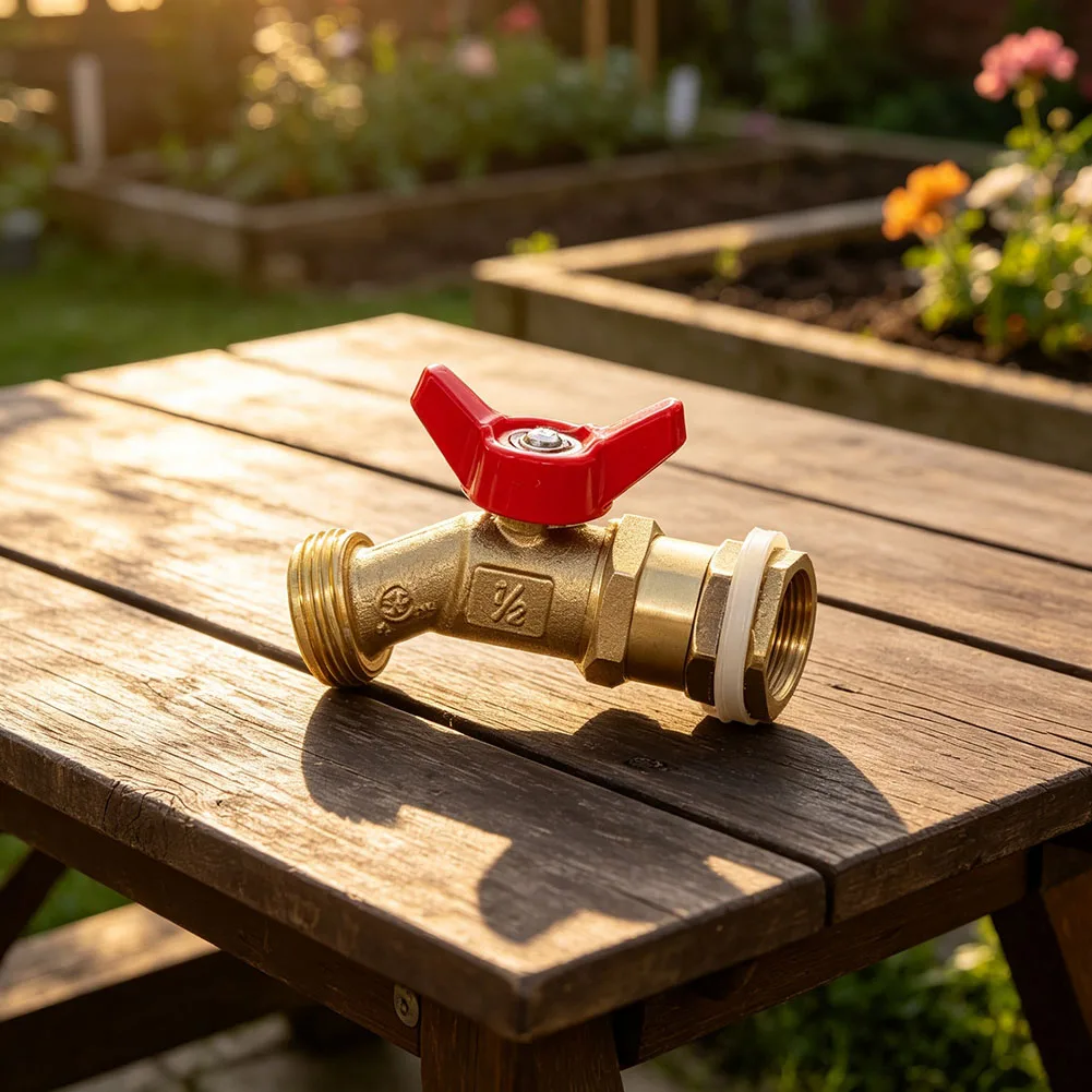 Rainwater Spigot in Solid Brass with 3/4 Inch Outlet and Designed for Compatibility with Standard Garden Hoses