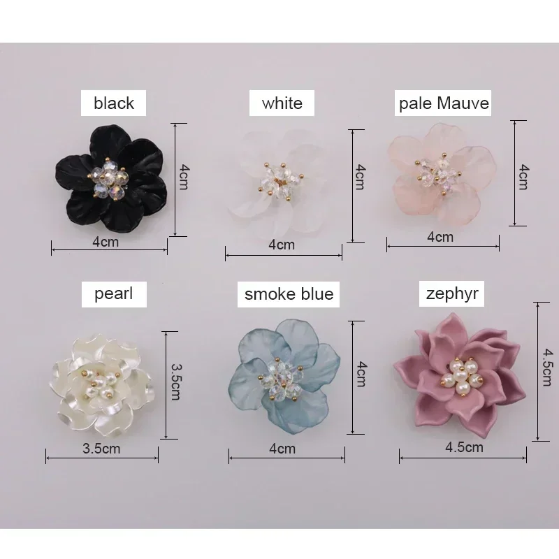 5pcs Rose Pearl Sewing On Patch Crystal Petal Flower For DIY Hair Clips Clothing Hats Bags Decorative Women Accessories