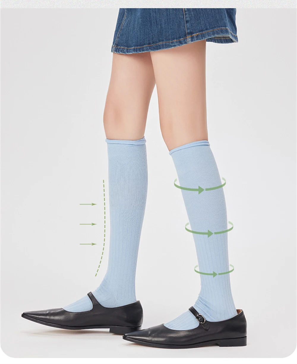Girls Cotton Solid Color Casual Calf Socks Spring Autumn Classic All-match Cute Comfort Elastic Stockings JK Uniform Accessories