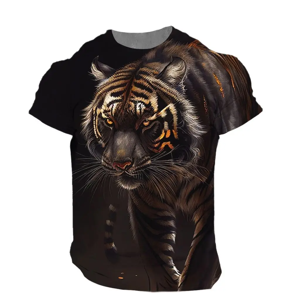 Summer Fashion Cool Tiger graphic t shirts For Men Personality Casual Animal Pattern Printed Oversized O-neck streetwear Tees