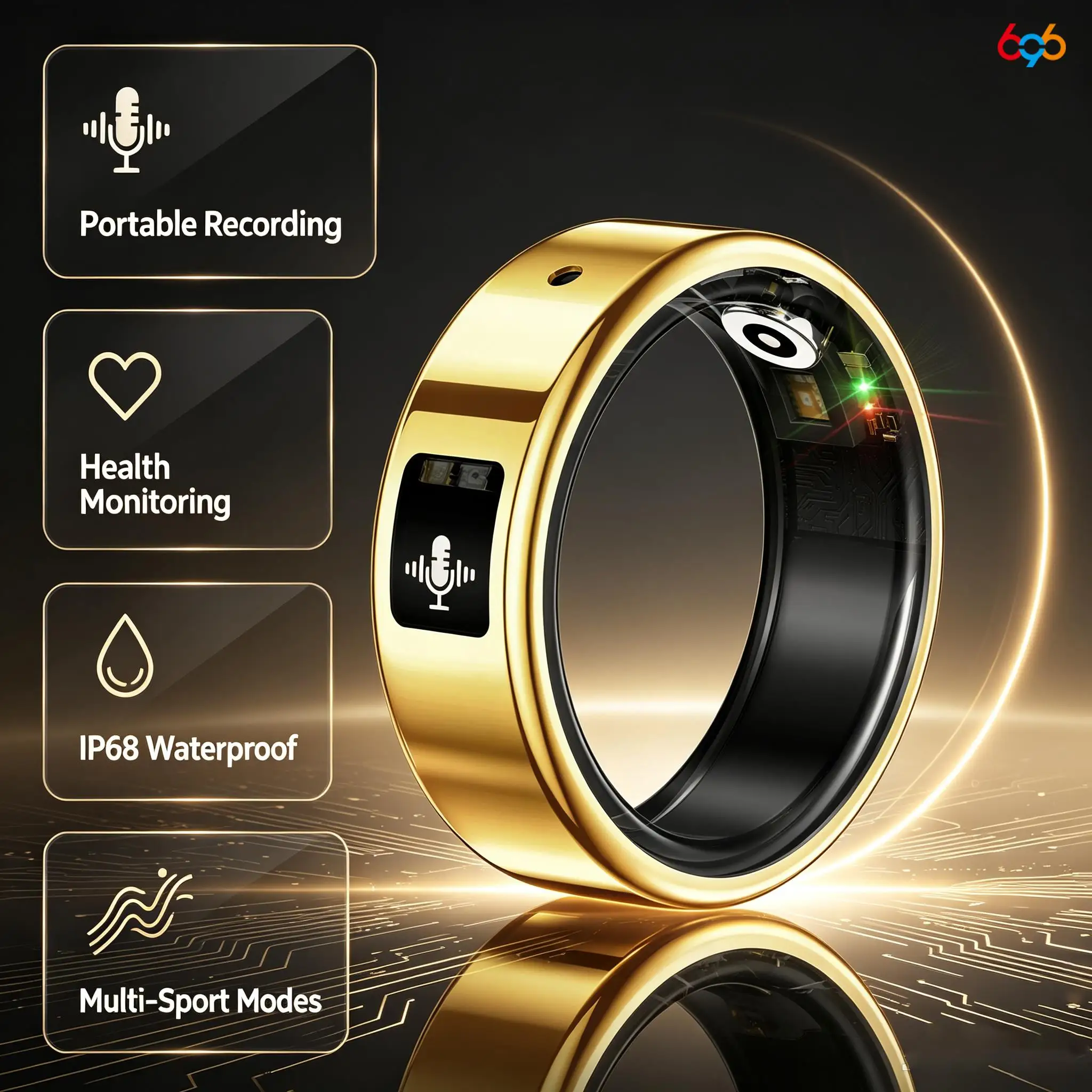 New Men Women Intelligent Recording Ring Waterproof Multi-Sport Modes Heart Rate Sleep Health Smart Ring Remote Photo Capture