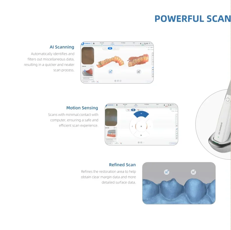 Aoralscan เครื่องสแกนช่องปาก3แบบไร้สายอุปกรณ์ทันตกรรมอินทราลแลปเครื่องสแกนดิจิตอลระบบการแสดงผลทางทันตกรรม CAD CMD