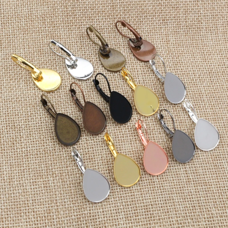 

10pcs 18x25mm 10x14mm 13x18mm Bronze Gold Silver plated French Lever Back Earrings Blank/Base,Fit Drop glass cabochons bezels