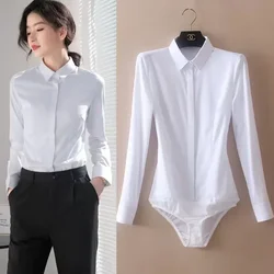 Frauen Blusen und Tops Langarm Bambus faser Body Shirt Büroarbeit koreanische Mode Bodysuit Frühling Overall neue Stram pler