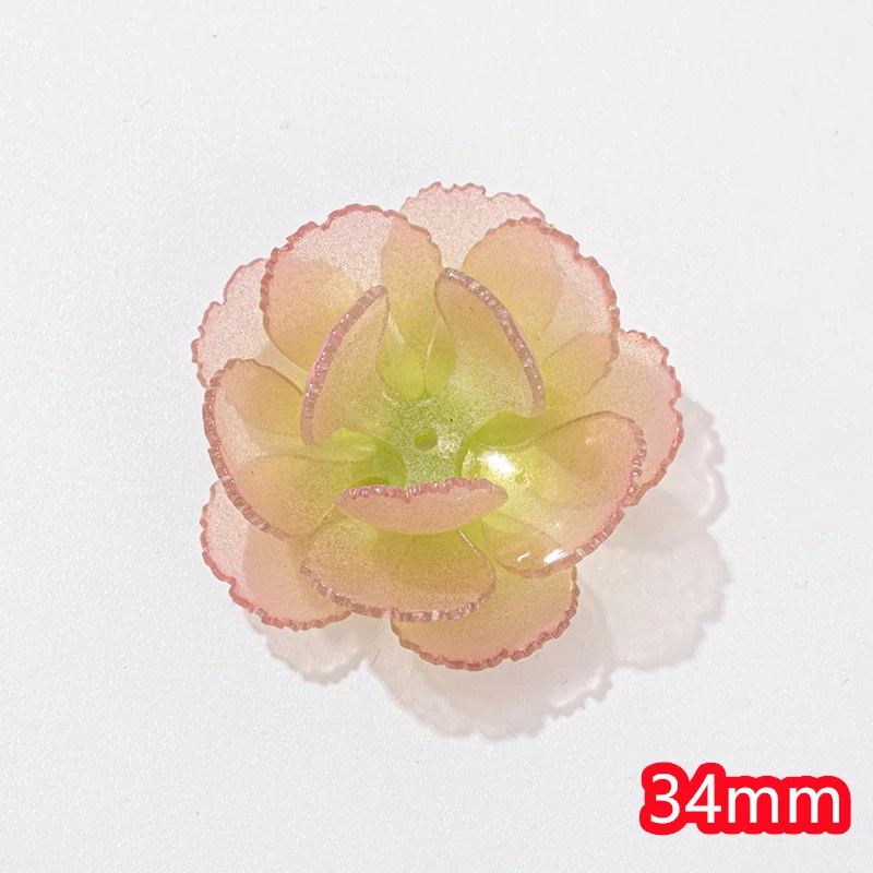 Wholesale 30pcs/lot 34mm color pattern cartoon flowers shape handmade acrylic floral beads diy jewelry garment hair accessory
