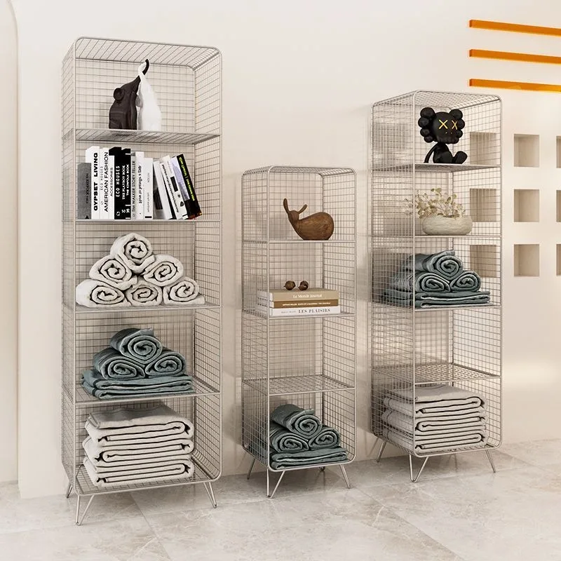 Nordisches Eisen-Mesh-Bodenregal, Mehrstufiger Aufbewahrungsorganizer für Wohnzimmer, Schlafzimmer, Kleidung, Heimdekoration, Neuheit