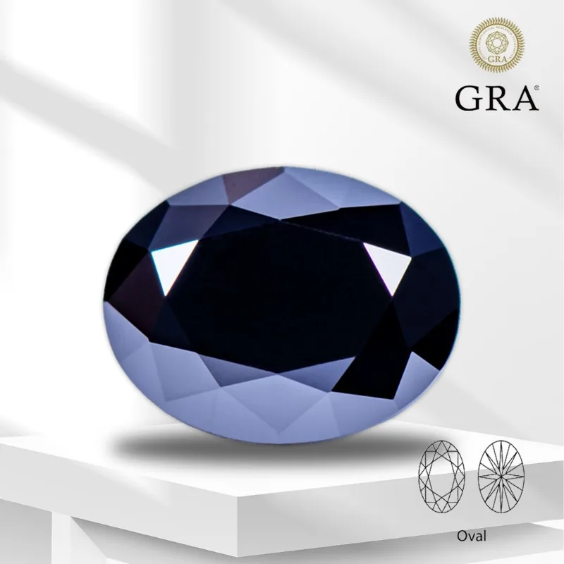 

Moissanite Gemstone Black Color Oval Cut Lab Grown Diamond for Charms Advanced Jewelry Making Materials with GRA Certificate