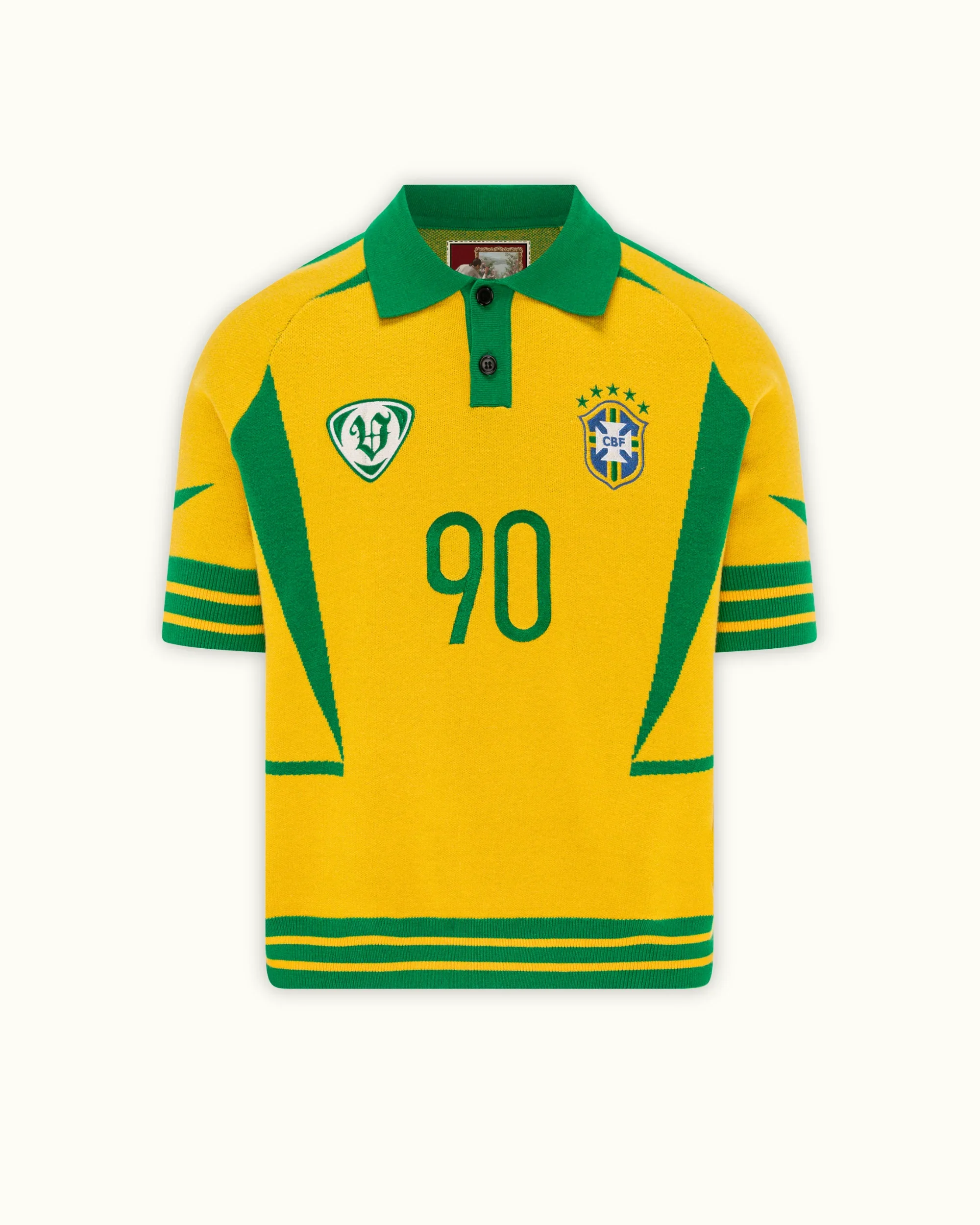 Camisetas Polo de Punto Estilo Y2K Brasil, Oversize, Color Amarillo y Verde, Diseño Color Block, Camiseta Casual Moderna Unisex de Fútbol, Manga Corta