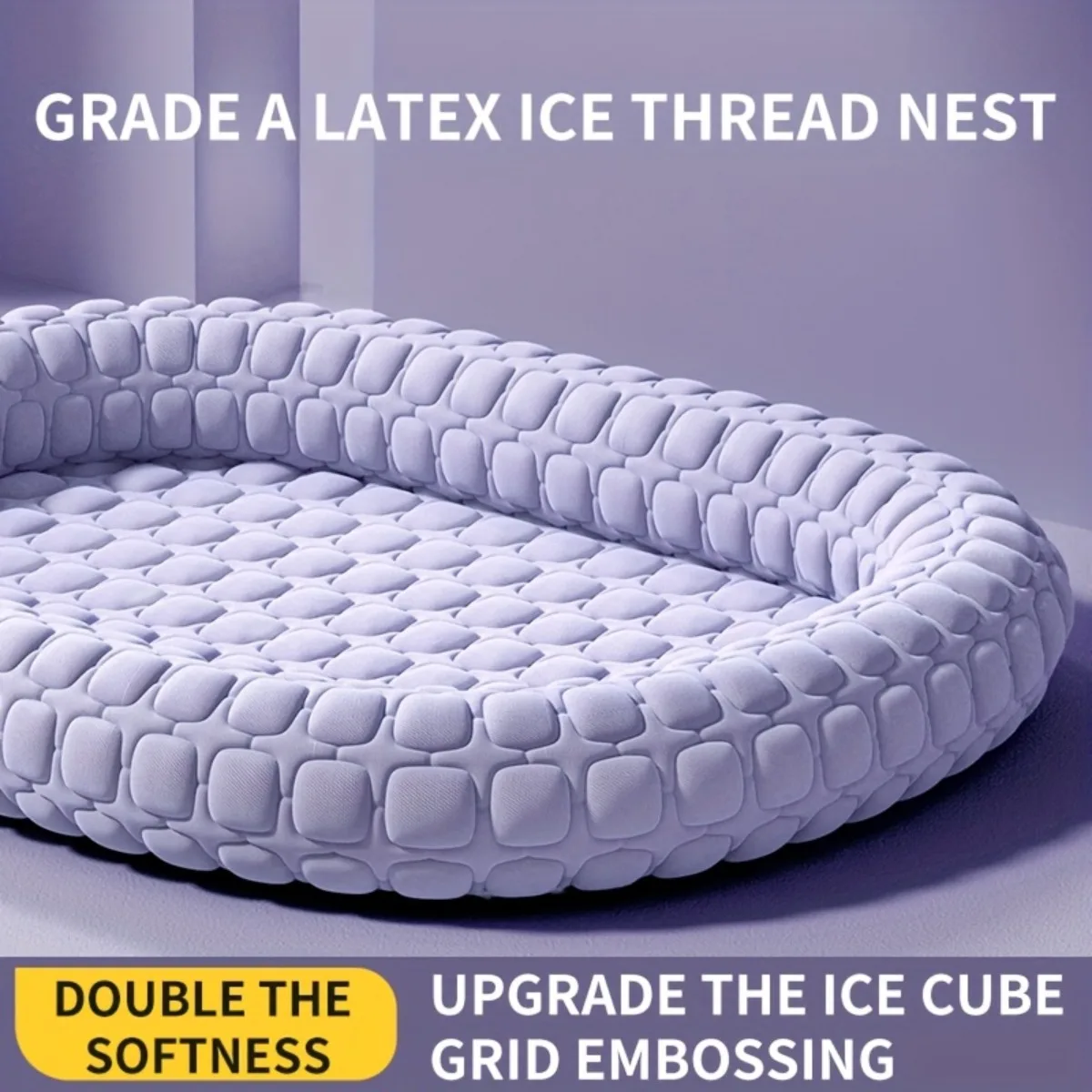 

Охлаждающая кровать из латекса и льда для маленьких/средних собак, дышащий двусторонний тисненый летний коврик, всесезонная кровать для домашних животных