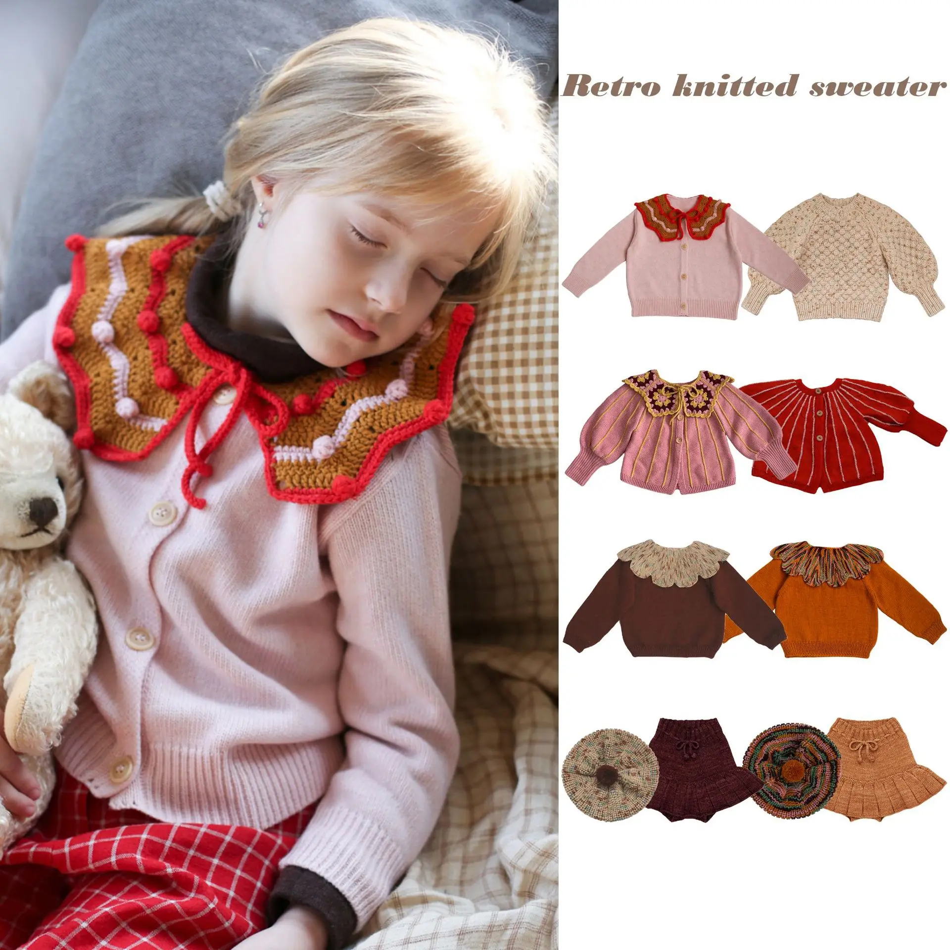 

Presale Children's Clothings 2025 New Autumn Winter Baby Girls Christmas Knitwear Cardigan Sweater Skirts Set 2026 New Year Top