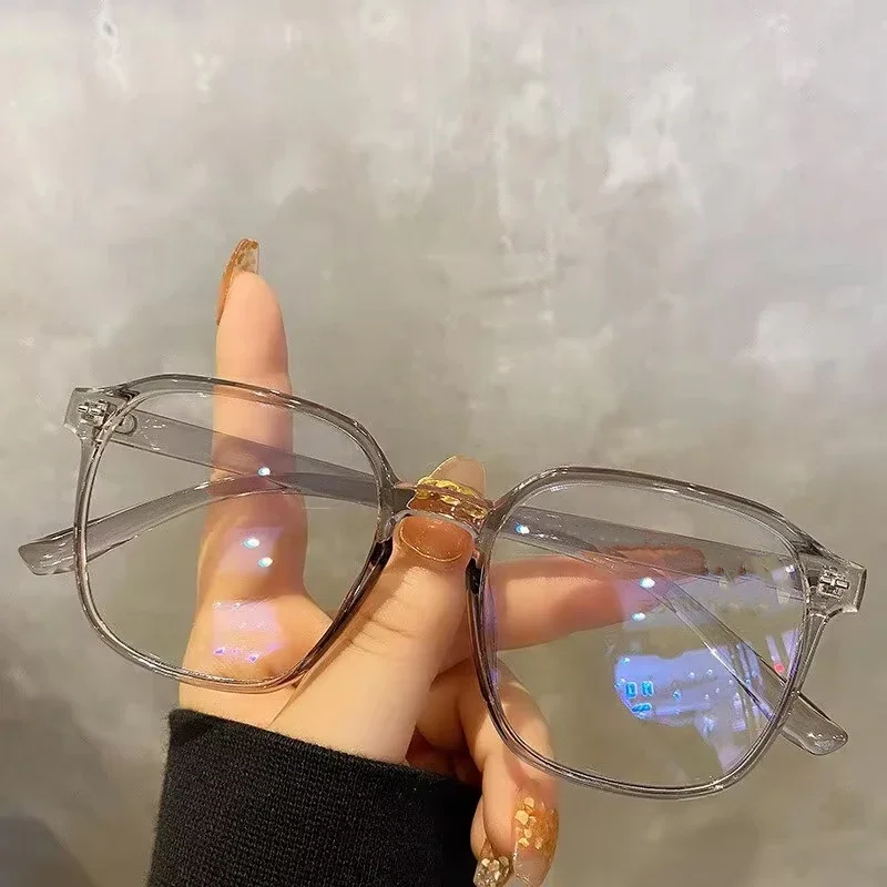 Moda feminina óculos lentes bloqueando óculos quadrado polígono quadro simples vidro azul membrana óculos todos podem combinar com os homens