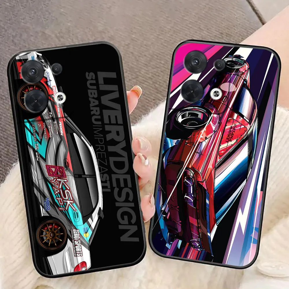 Tokyo JDM Drift Sports Car Cover Phone Case For OPPO RENO 11 11F 10 8T 8 7Z 7 6Z 6 5 5F 4 4F LITE PRO TPU Case Funda Coque Shell