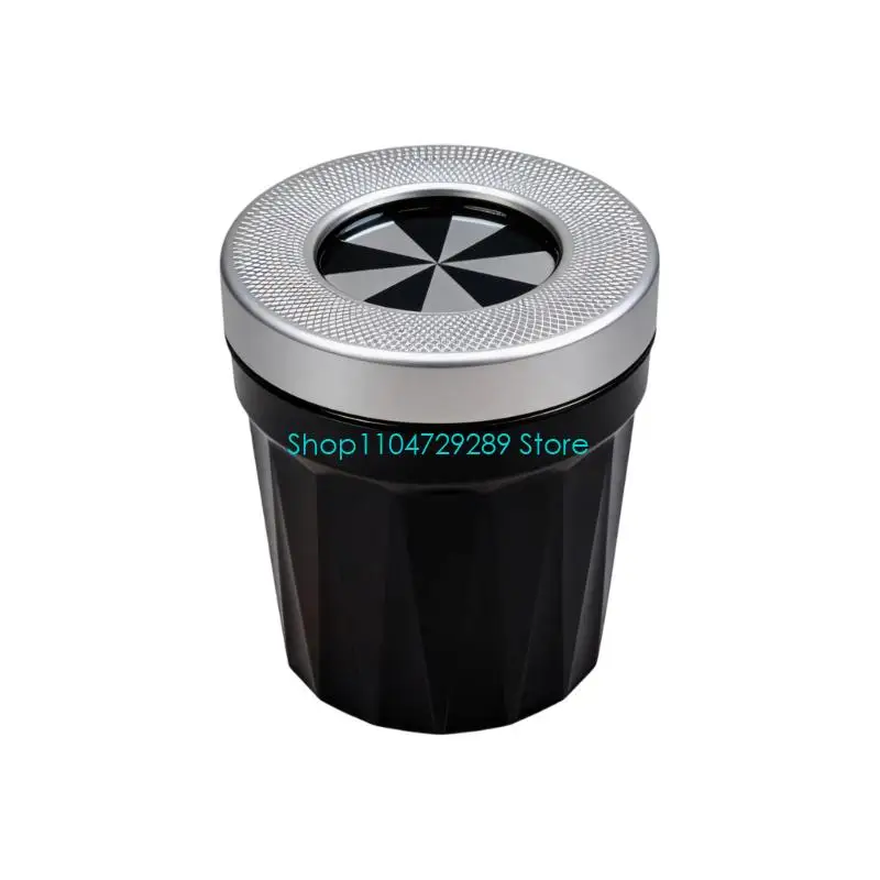 D8KE Compact Car Ashes Bin With Covered Top and Stubbing Opening, Plastic Vehicle Ashtray for Commuters and Interior Cleanup