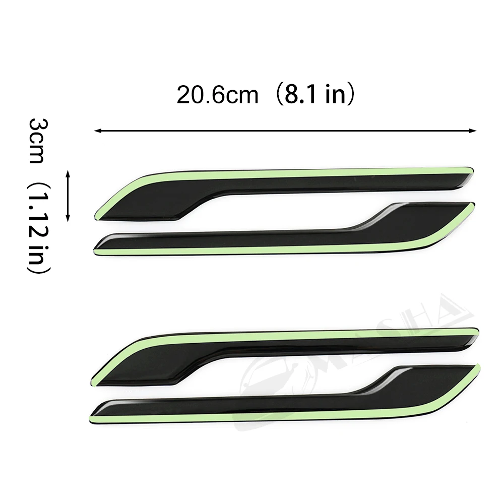 4Pcs Fluorescent / Carbon Fiber Car Door Handle Stickers For Tesla Model 3 Model Y Anti-scratch Cover Flexible Exterior Trim