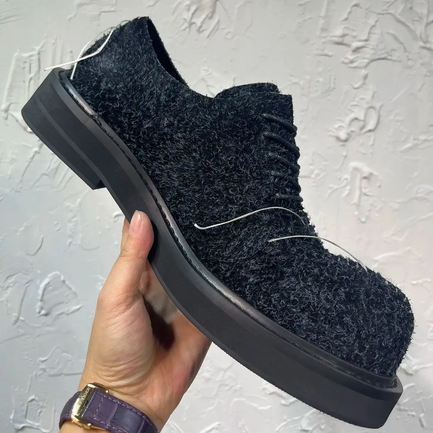 Scarpe derby da uomo con suola spessa per feste da uomo in vera pelle con punta grande personalizzate dal design originale