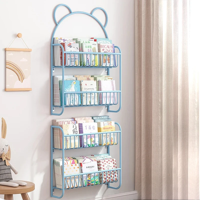 

Small Metal Cute Bookshelf Living Room Library Narrow Kids Room Bookshelves Wall Display Etagere Rangement Modular Furnitures