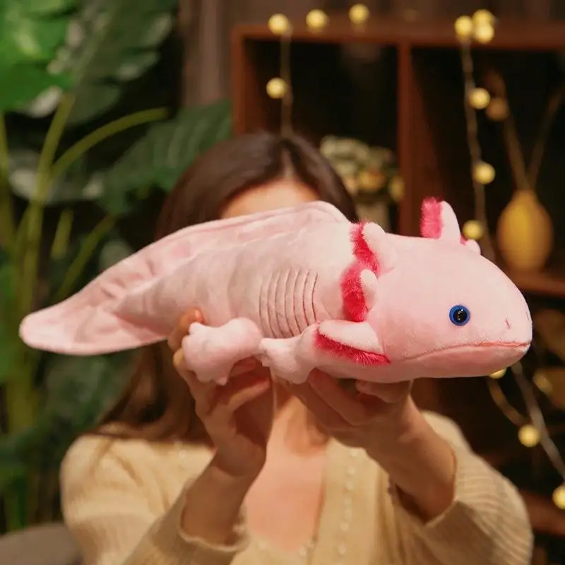 1 pieza de peluche lindo Axolotl salamandra peluda pez de peluche apaciguador almohada larga cojín 23/45cm colorido Newt juguete de peluche regalo para niños
