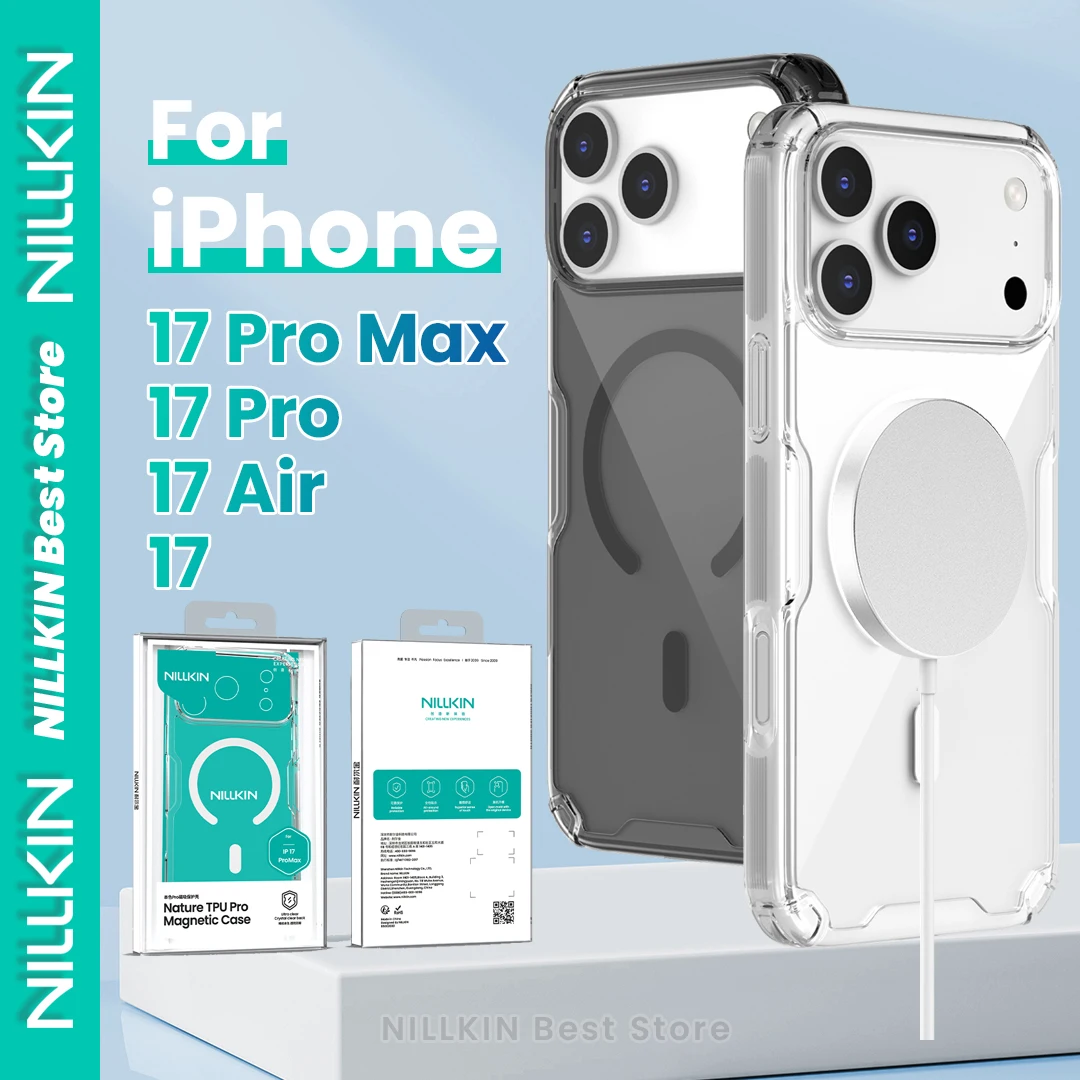 

Чехол Nillkin Magsafe для Iphone 17 Pro Max 17 Air 17 Pro 17, магнитная зарядка, ТПУ + ПК, 360, подушка безопасности, противоударный, прозрачный чехол Hd