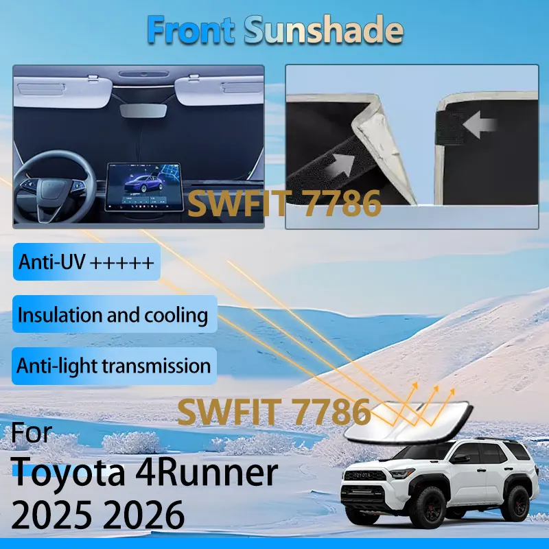

Front Window For Toyota 4Runner 2025 2026 Accessorie Black Silver Sun Shade Windshield Heat Insulation Sunshade Waterproof Parts