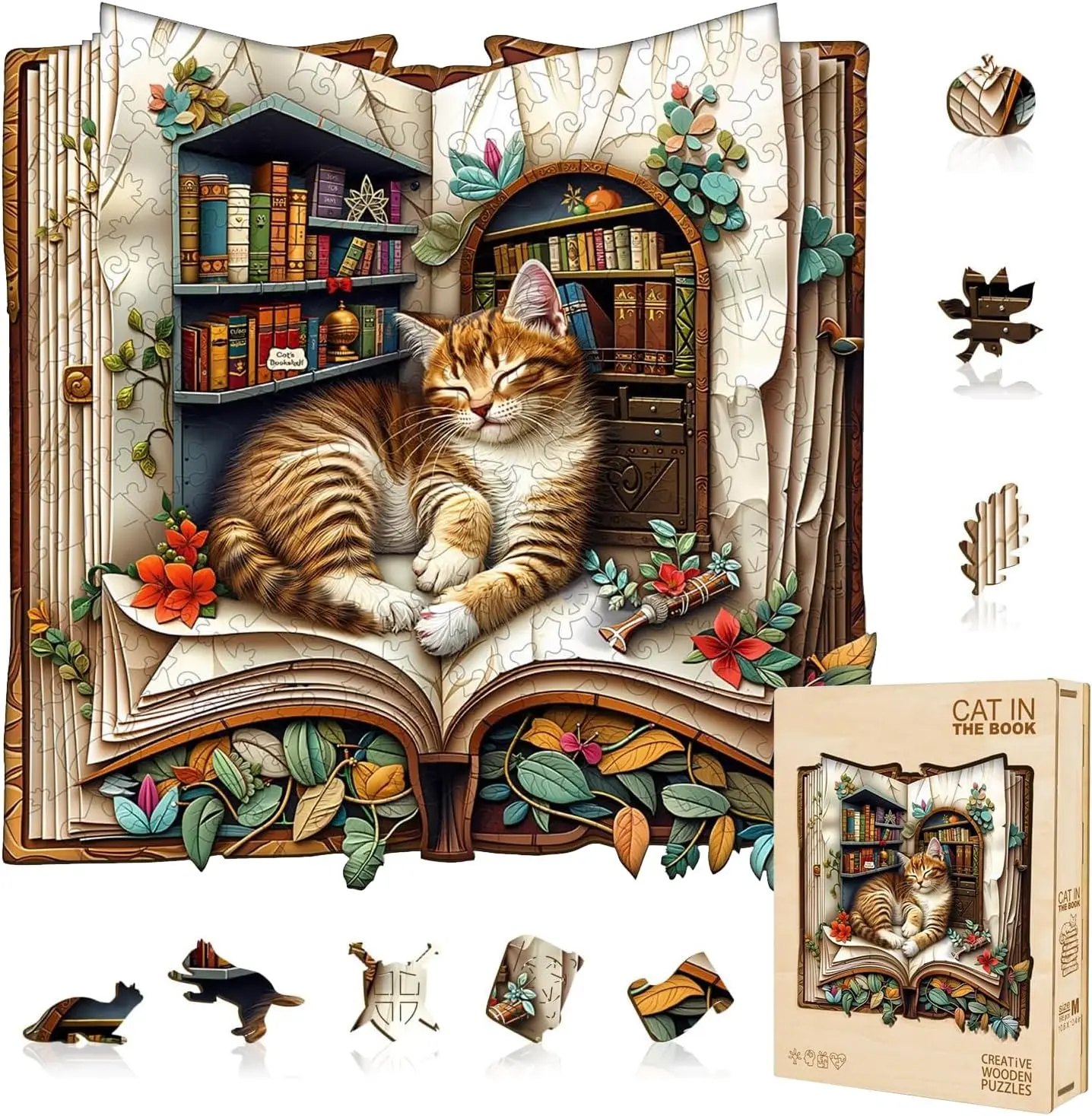 

Деревянные пазлы для взрослых, уникальный пазл в форме кошки, 270 элементов, 12,6x12,4 дюйма, подарок на день рождения для женщин, подруг, семьи