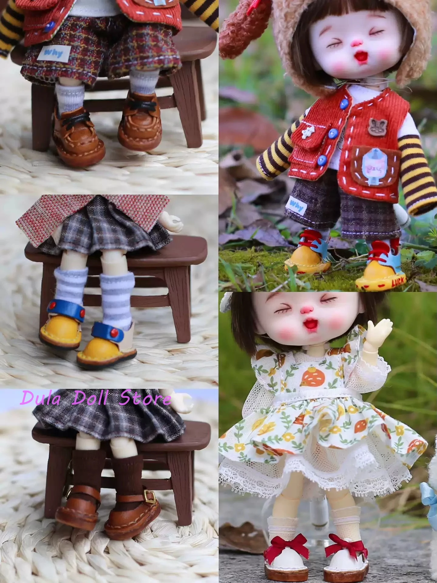 Dula Doll Boutique color-blocked small leather shoes Blythe ob24 ob22 little fish body Bjd Doll Accessories