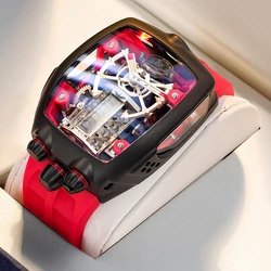 FEICE Men's Automatic Skeleton Watch Tourbillon Fashionable Mechanical Watch For Men Silicone Strap Luminous Christmas Gifts