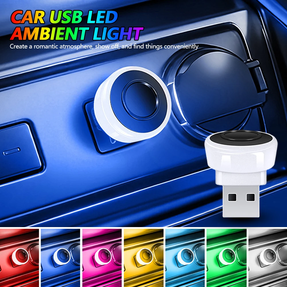 Portable Car Mini USB LED Ambient Light 5V Plug & Play Decorative Atmosphere Lamps Car Interior Decoration Lighting Night Lights