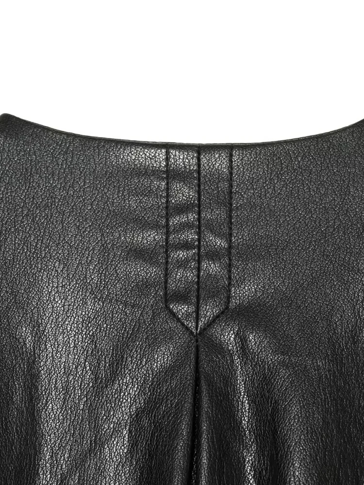 AACHOAE Women's Faux Leather Cropped Jacket Oversized Zip Up PU Leather Coat Casual Bomber Jacket Streetwear Outerwear