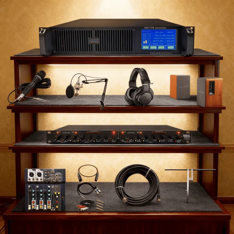 100-240 فولت (110 فولت/220 فولت) جهاز إرسال FM YXHT-300W مع هوائي/كابل - شاشة تعمل باللمس، صوت CD، للمدرسة والمقهى #1