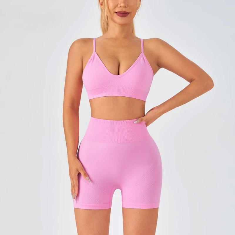 

TOP! Women Yoga Sets 4-Piece - Seamless Sports Bra & Sculpting Leggings | Bubble Butt Lift | Squat Proof | Quick Dry