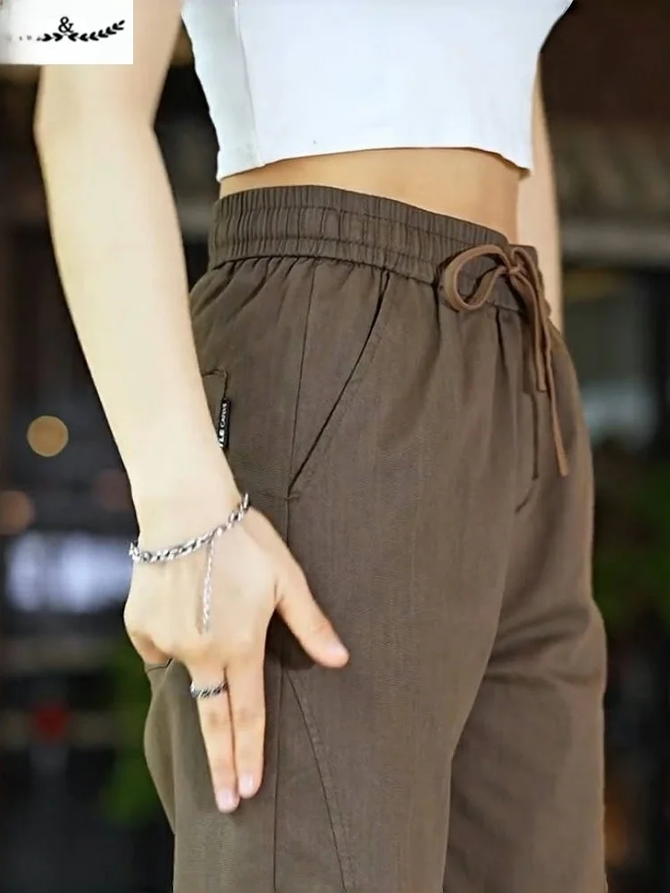 السراويل فضفاضة الرجال ربيع الخريف الكاكي ملابس العمل السراويل Dstring مكبل بناطيل كاجوال الشباب Faion العلامة التجارية Brothers #2