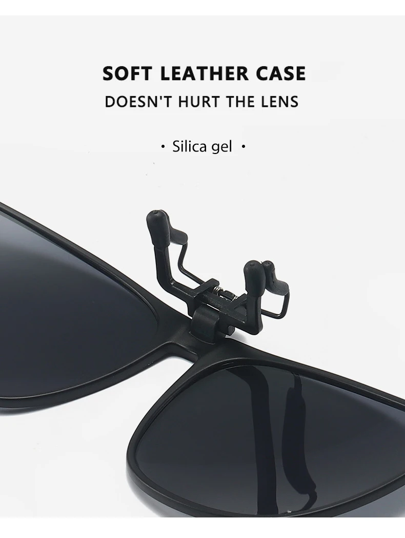 Polarisierte Clip Auf Sonnenbrille Männer Auto Fahrer Brille Nachtsicht Gläser Anti Glare Vintage Quadratische Gläser Oculos – Detail 5