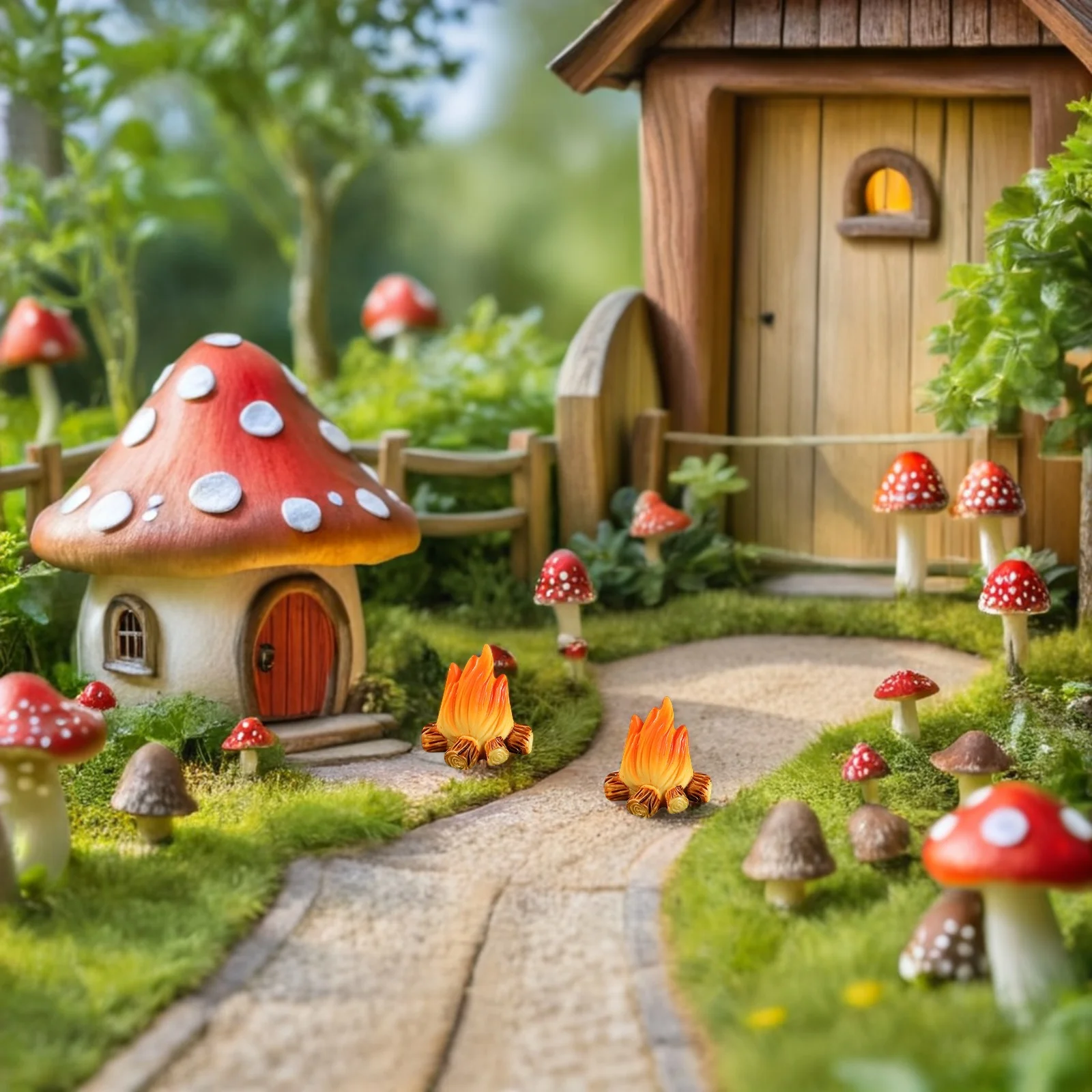 

10pcs Decoration Ornaments Resin Campfire Model Miniatures Craft Gift Halloween Campfire Model Garden Supplies