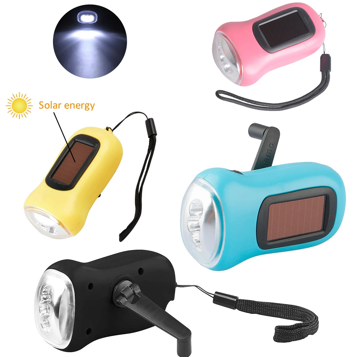 

Ручной светодиодный фонарик Динамо-фонарь на солнечной энергии Мощные перезаряжаемые фонари Нажмите портативный аварийный светильник для рыбалки