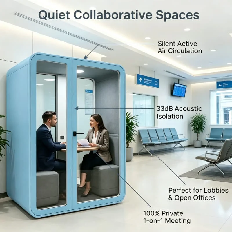 Quiet Work Pod Single Occupancy Acoustic Room for Medical Examination Use Customized Background Masking  Doctor Patient Privacy