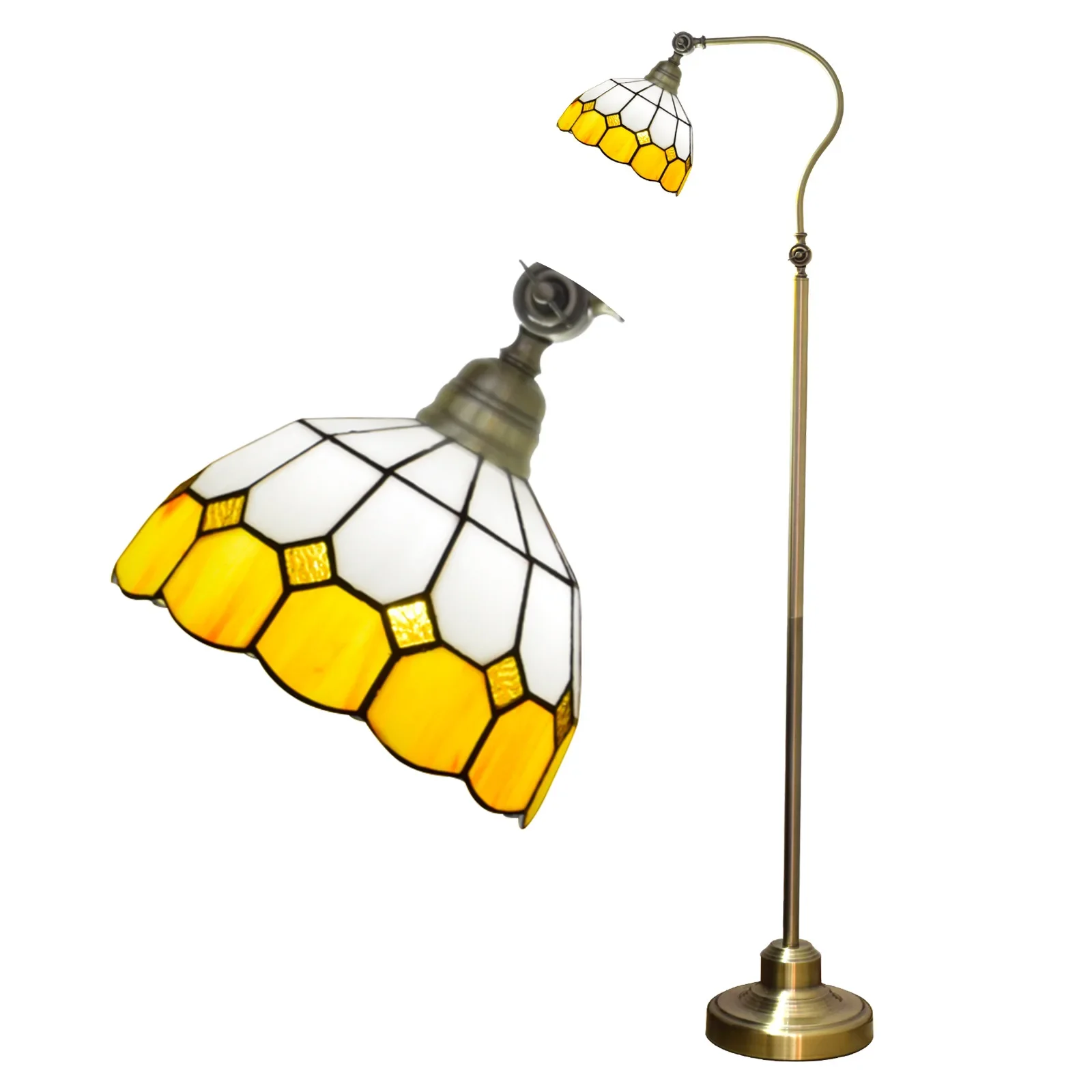 Modern Tiffany Stained Glass Floor Lamps for Living Room Reading Lamp Floor Yellow Mediterranean Style Standing Lamp