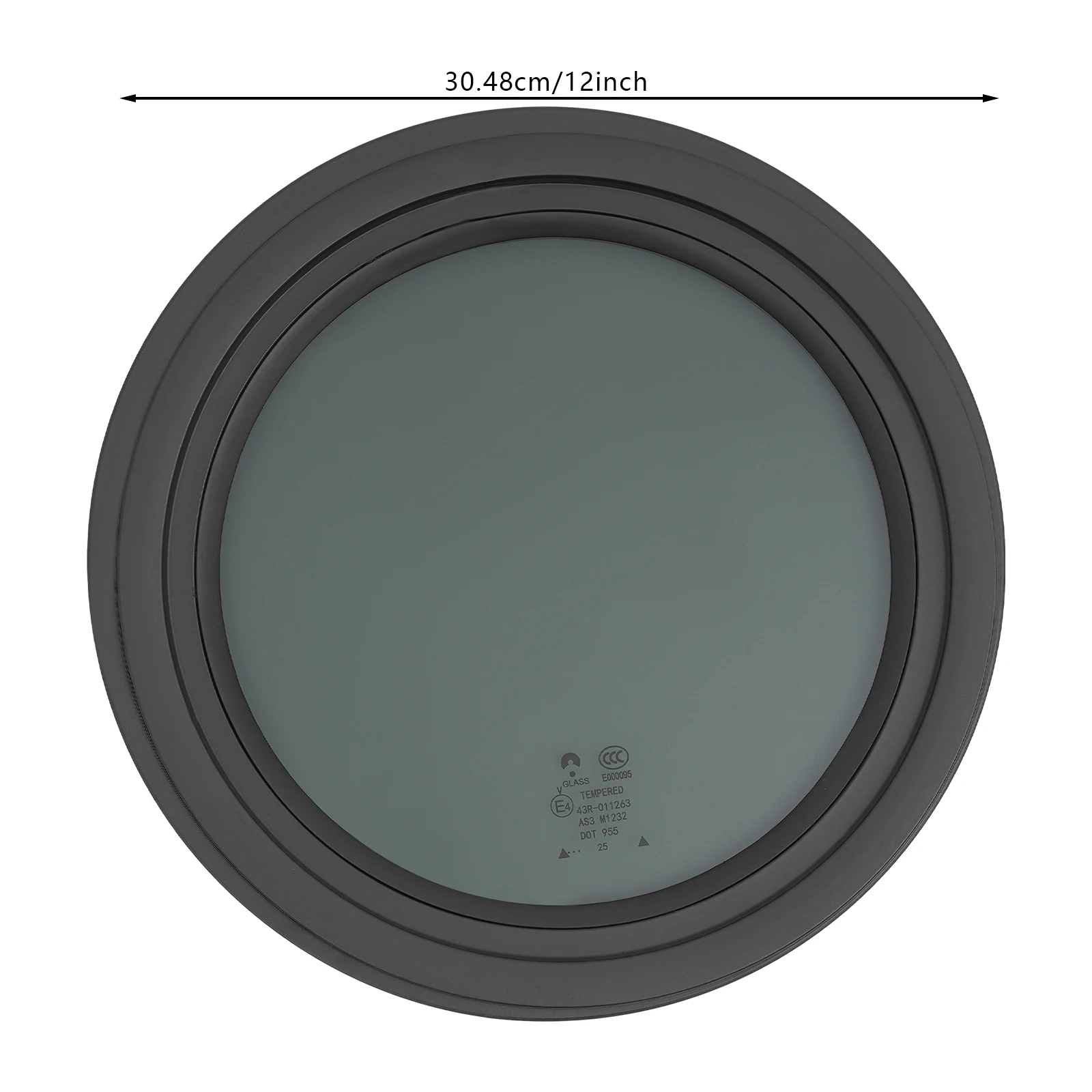 

12in Smoke Grey Round Fixed RV Window, RV Window, RV Window with Trim Ring for RV Campers, Cargo, and Vertical Trailers