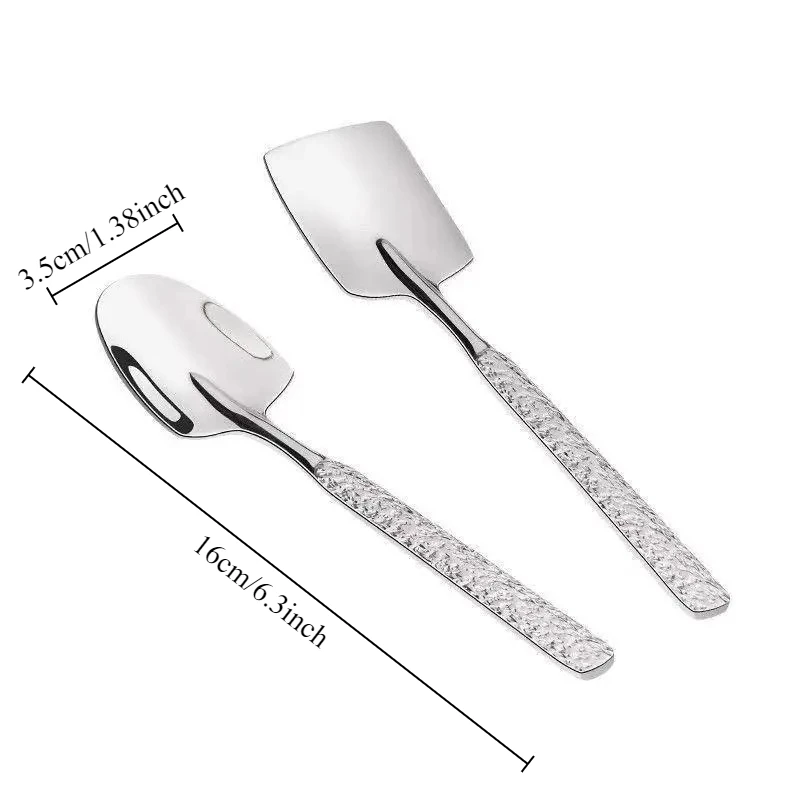 1/2pcs Scoop Spoon Watermelon Scoop Hammered Pattern Household Dining Fruit Ice Cream Slushie Pointed Spoon Kitchen Utensils