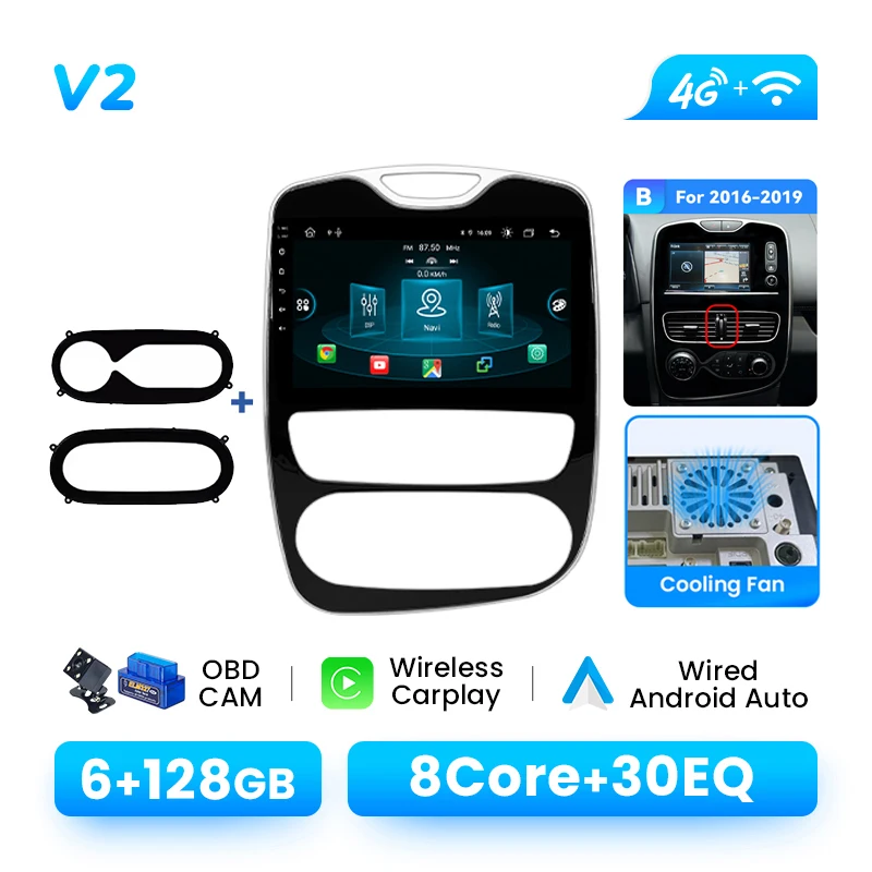 10,1-inch Android 14-autoradio voor Renault Clio 4 2012-2019 | Draadloze CarPlay GPS DSP AI Voice RDS Plug en Play Multimedia