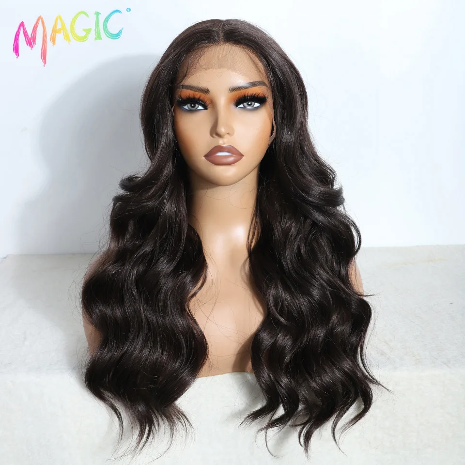 

Magic Cosplay Wig Synthetic Lace Front Wig 22 Inch Brown Wig Easy Wear White Body Wavy Lace Wig For Women Wig Ombre Blonde Wig