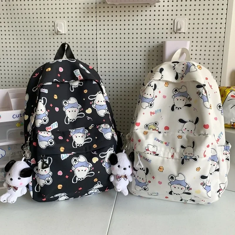 

Sanrio Pochacco Cute School Bag Cartoon Teenagers Cute Large Capacity Backpack Anime Zipper Bag Convenient Travel Backpack New