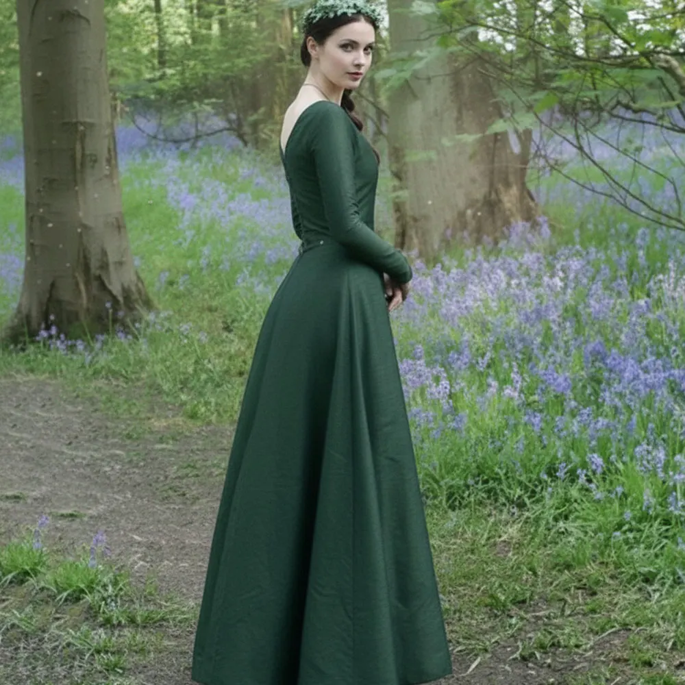 Vestido de mujer ajustado con cuello redondo y manga larga para fiesta europea Central Medieval, accesorios de disfraces