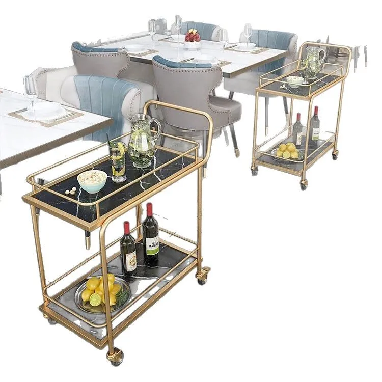 

Dining cart Trolley Hotel restaurant Wine serving food delivery cart Cake tea multi-layer trolley Golden trolley