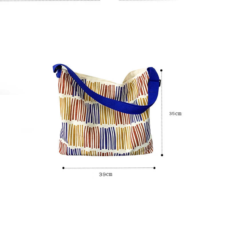 Płócienna torba na ramię Torebka w paski o dużej pojemności Torba na ramię Plecak studencki Torba materiałowa Regulowane paski na ramiona