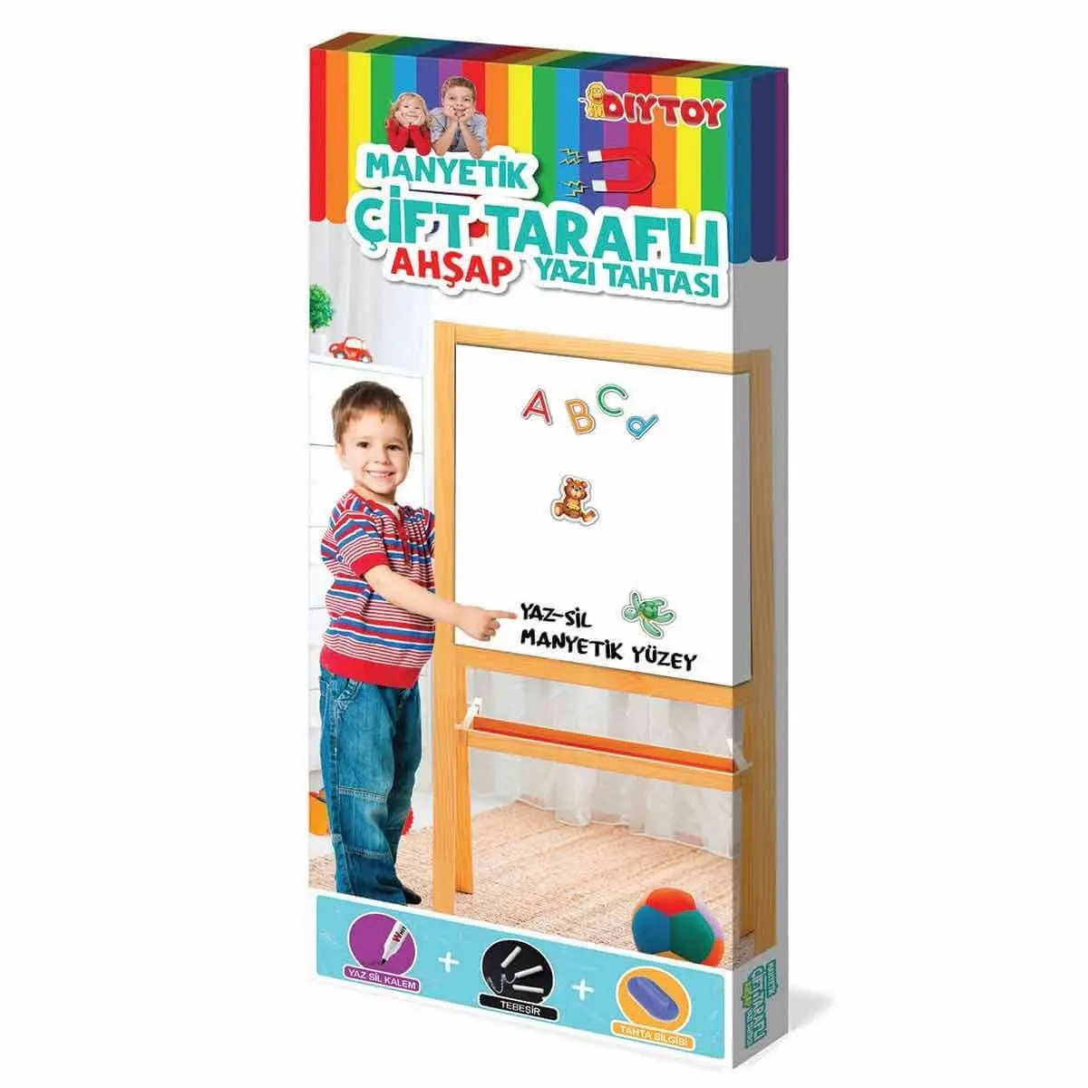 2195 Dıytoy, wooden writing board double sided magnetic