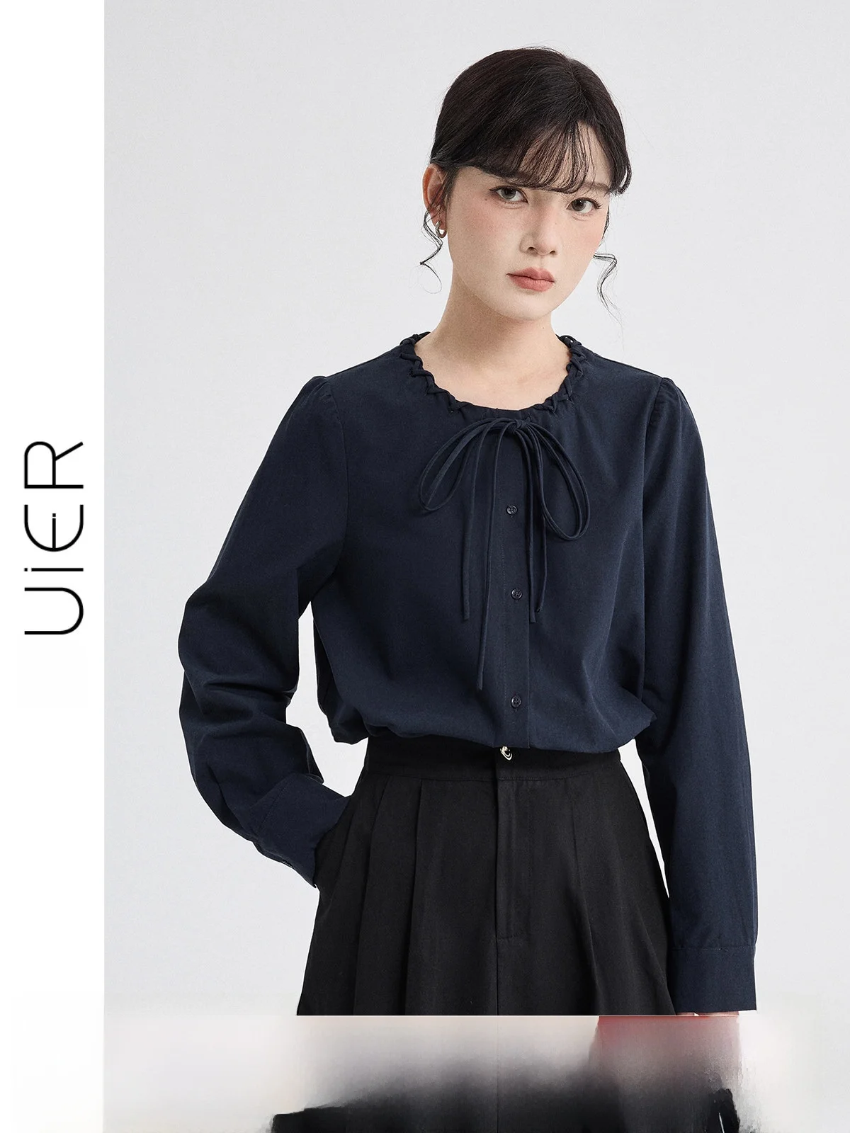 

Женское трикотажное платье Ele round Ne Tie: свободный крой, универсальное, повседневное, стройнящее, класса люкс, весна 2026, новинка