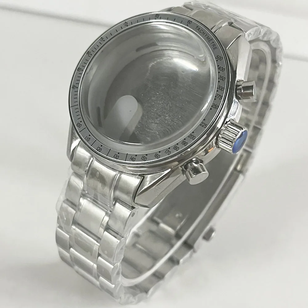 Men's stainless steel shell Moon back cover shell fits VK63 64 movement shell watch accessories fit 20mm strap function